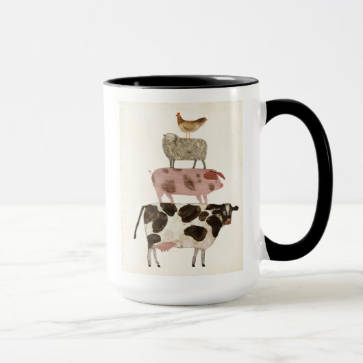 Mug Barnyard Buds - Vache, cochon, mouton et hen (Droite)