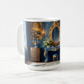 Mug Baroque Bleu Royal. (Devant gauche)