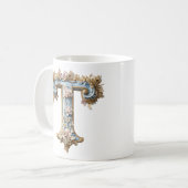 Mug Baroque Initial 'T' pour une Princesse du Café (Devant gauche)