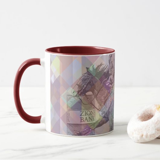 Mug Barrel Racer II (violet rose géométrique) (Avec donut)