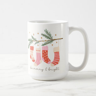 Mug Bas de Noël « Be Merry and Bright » sur une branch