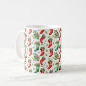 Mug Bas de Noël rouge et vert et Holly (Devant gauche)