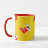 Mug Bas rouges de Noël sur Jaune (Gauche)
