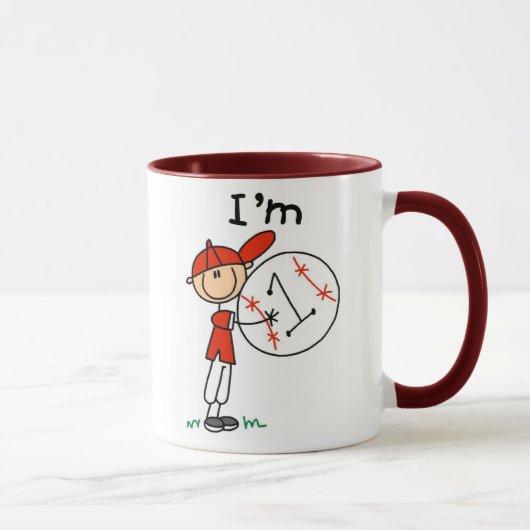 Mug Base-ball garçons, j'ai 1 an (Droite)