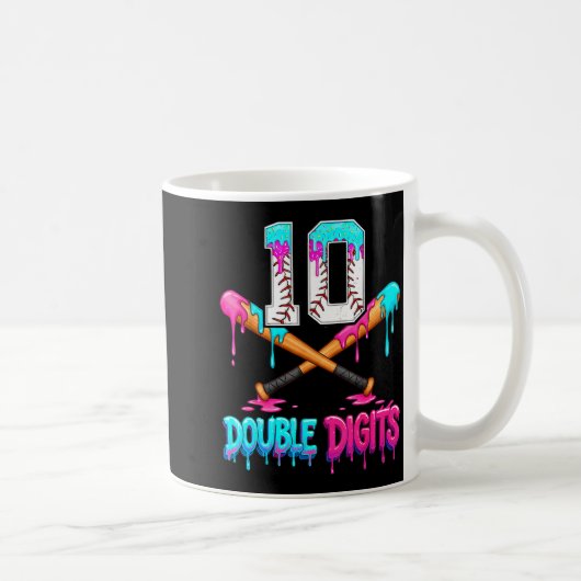 Mug Baseball 10 Year Old Ice Cream Drip 10th Bday Doub (Droite)