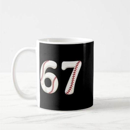 Mug Baseball 67 Number Funny Six Seven Gen Alpha Meme  (Gauche)