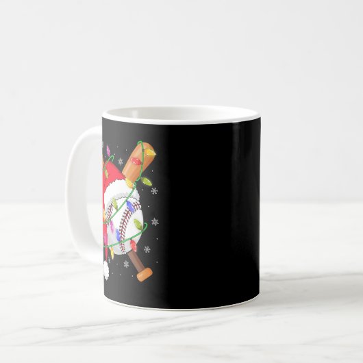 Mug Baseball Christmas Lights Santa Hat Baseball Playe (Devant gauche)