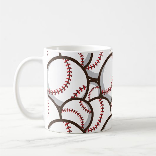 Mug Baseball : Classique Motif sans couture (Gauche)