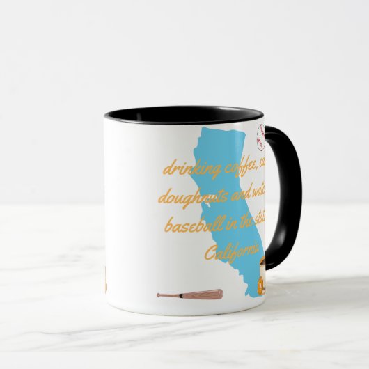Mug Baseball, coffee and donuts in California (Devant droit)