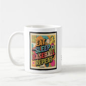 Mug Baseball Eat Sleep Repeat Pop Art Personalized (Gauche)