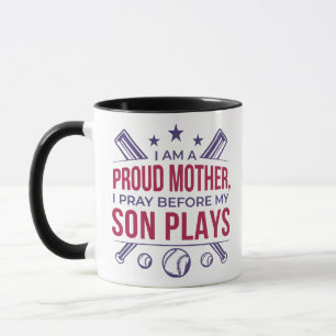 Mug Baseball Fier Mère Je Prie Avant Que Mon Fils Ne J
