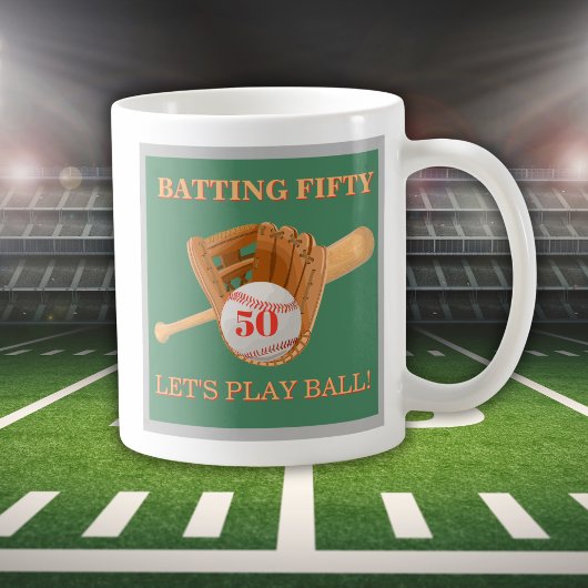 Mug Baseball Glove Batting Fifty Men's 50th Birthday