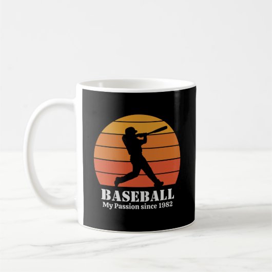 Mug Baseball Hobby Retro Sunset Personnaliser (Gauche)