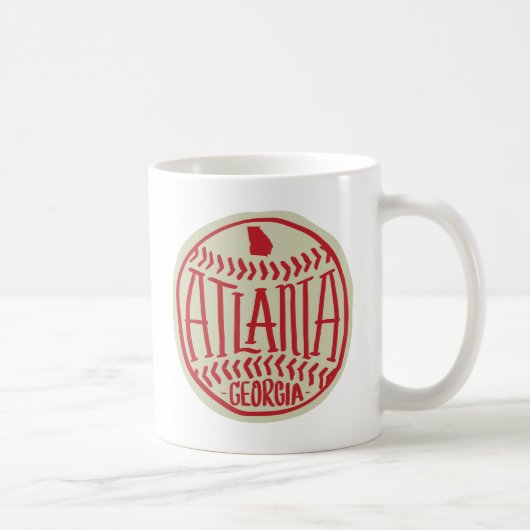Mug Baseball Illustré À La Main D'Atlanta Georgia (Droite)
