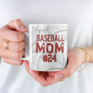 Mug Baseball Maman Cute Sports Numéro Personnalisé