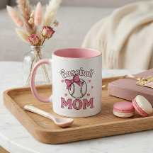 Baseball Mom Cute Pink Bow Design