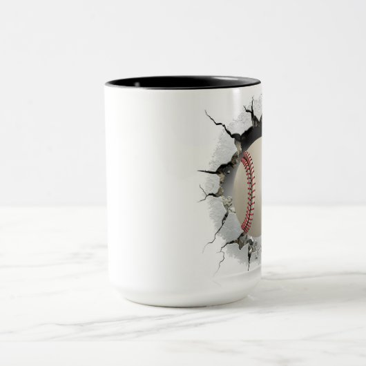 Mug Baseball passant par un trou dans un mur (Centre)