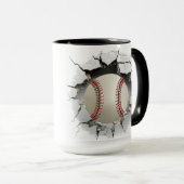 Mug Baseball passant par un trou dans un mur (Devant droit)