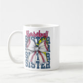 Mug Baseball Softball Bow, Coquette Baseball Maman Mam (Gauche)
