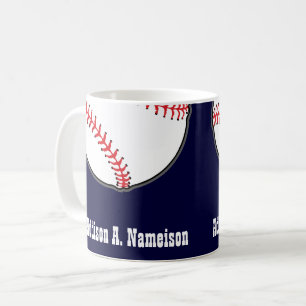 Mug Baseball sur Marine Blue Name Sports Thème