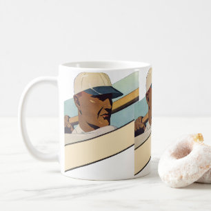 Mug Baseball vintage sport batteur, art stylisé