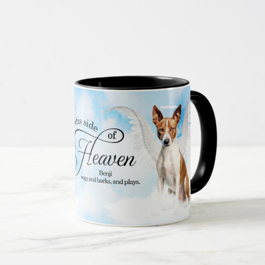 Mug Basenji Angel Dog Heaven Personalized Memorial (Devant droit)