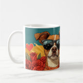 Mug Basenji avec Roses de coeur Saint Valentin (Gauche)