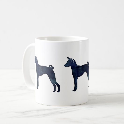 Mug Basenji Chien Aquarelle Noire Silhouette (Devant gauche)