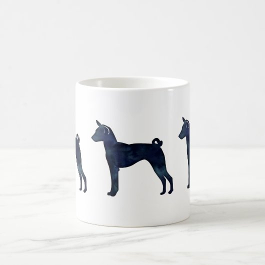 Mug Basenji Chien Aquarelle Noire Silhouette (Centre)