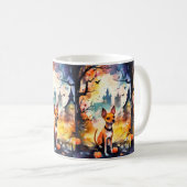 Mug Basenji D'Halloween Avec Peur Citrouille (Devant droit)