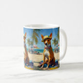 Mug Basenji sur la plage, cadeau d'été pour les amoure (Devant droit)
