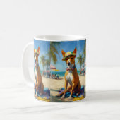 Mug Basenji sur la plage, cadeau d'été pour les amoure (Devant gauche)