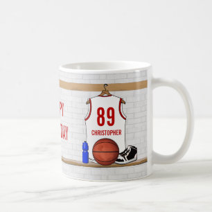 Mug Basket-ball blanc et rouge personnalisé Jersey