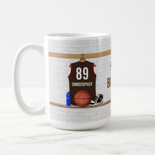 Mug Basket-ball Brown et rouge personnalisé Jersey