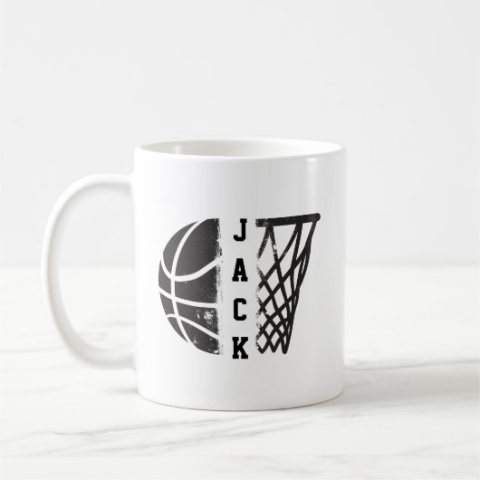 Mug Basket-ball customisé avec votre nom ou votre équi (Gauche)