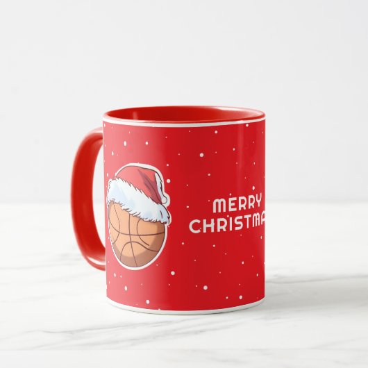 Mug Basket Ball Red Santa Hat Joyeux Noël (Devant gauche)