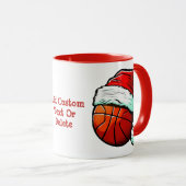 Mug Basket-ball Santa Hat Noël fête (Devant droit)