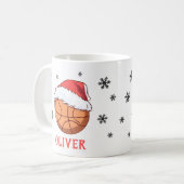 Mug Basket Ball Santa Hat Snowflon Nom (Devant gauche)