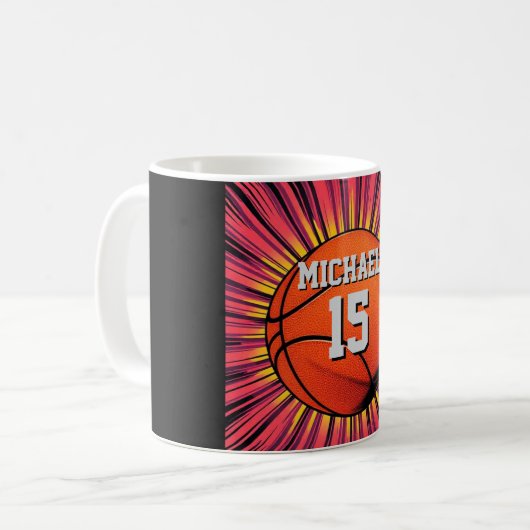 Mug Basket-ball Votre nom Pop Art (Devant gauche)