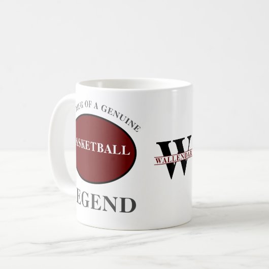 Mug Basketball Legend Monogramme Ajouter Votre Nom Ann (Devant gauche)