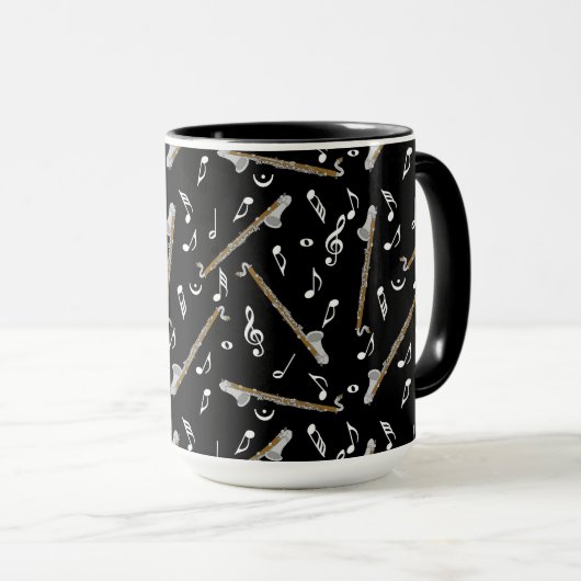 Mug Bass Clarinet Music Note Motif (Devant droit)