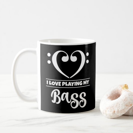 Mug Bass Clef Coeur J'Aime Jouer Ma Basse (Avec donut)