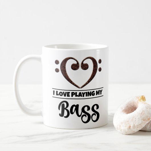 Mug Bass Clef Coeur J'Aime Jouer Ma Basse (Avec donut)