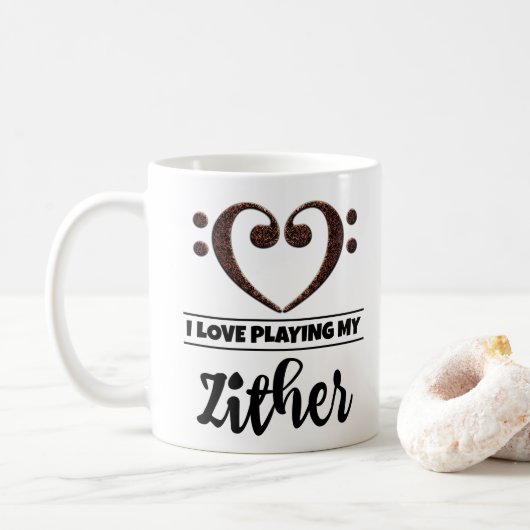 Mug Bass Clef Coeur J'Aime Jouer Ma Zthare (Avec donut)