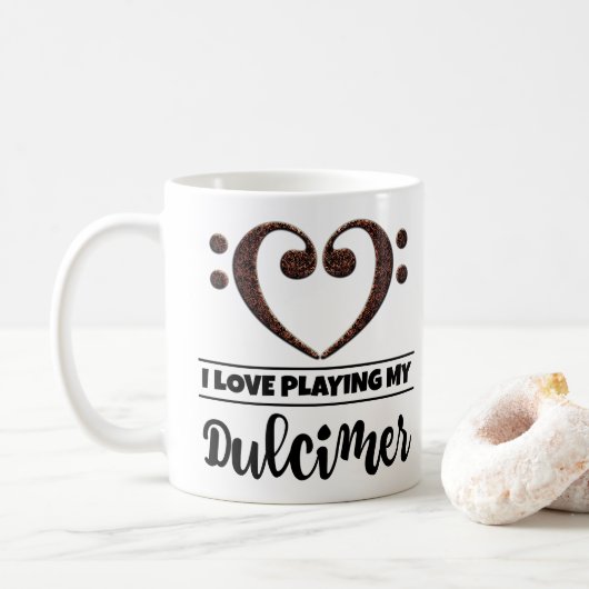 Mug Bass Clef Coeur J'Aime Jouer Mon Dulcimer (Avec donut)