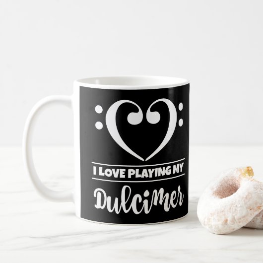 Mug Bass Clef Coeur J'Aime Jouer Mon Dulcimer (Avec donut)