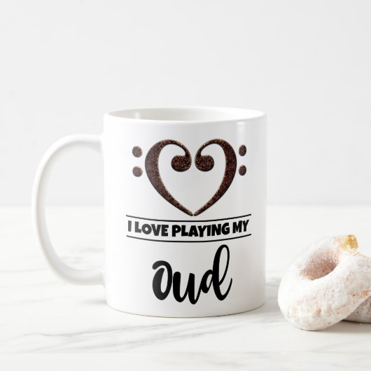 Mug Bass Clef Coeur J'Aime Jouer Mon Oud (Avec donut)