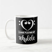 Mug Bass Clef Coeur J'Aime Jouer Mon Ukulele (Gauche)