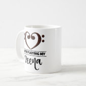 Mug Bass Clef Coeur J'Aime Jouer Mon Veena (Devant gauche)