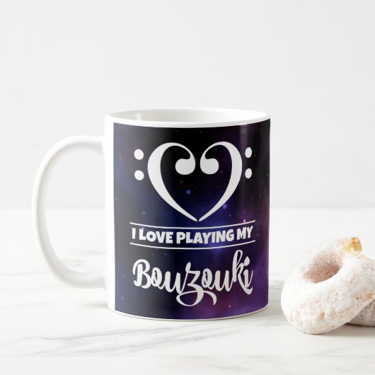 Mug Bass Clef Coeur pourpre Nebula Love Bouzouki (Avec donut)